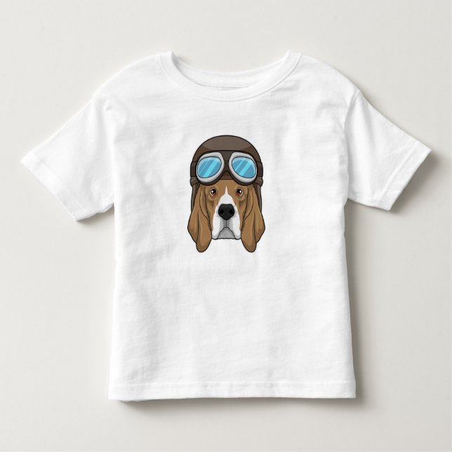 T-shirt Pour Les Tous Petits Beagle as Pilot with Pilot hat (Devant)