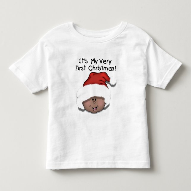 T-shirt Pour Les Tous Petits Bébé afro-américain 1er Noël (Devant)
