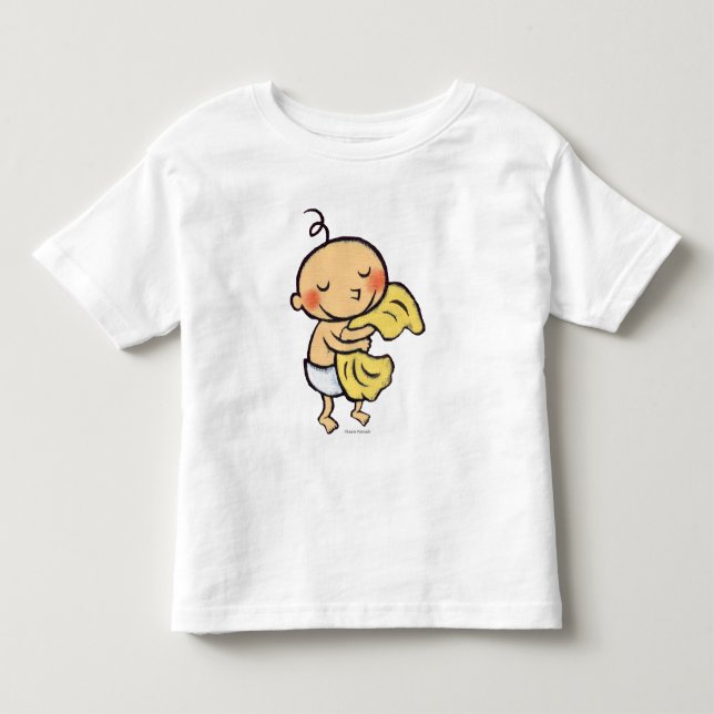 T-shirt Pour Les Tous Petits Bébé étreignant la couverture jaune molle (Devant)
