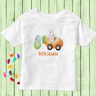 T-shirt Pour Les Tous Petits Bébé lapin avec oeufs de Pâques Personnalisé