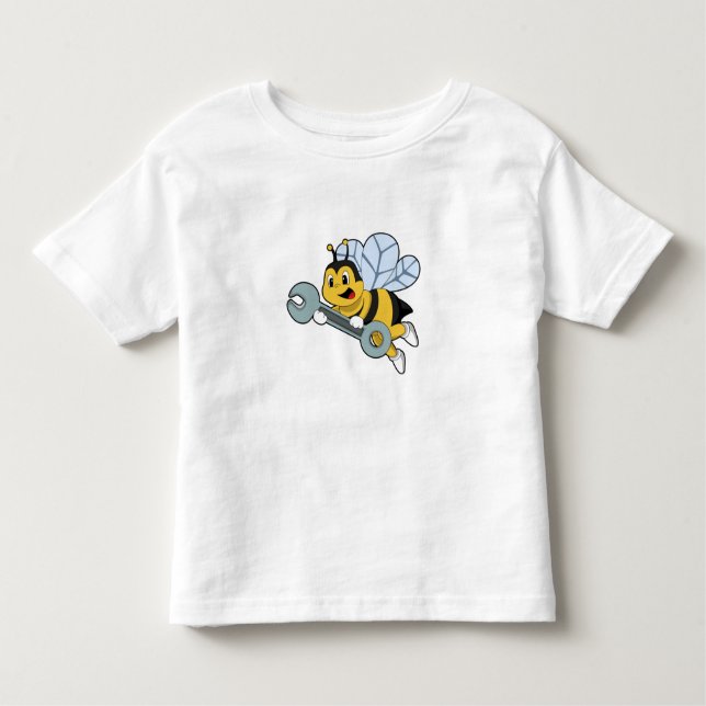 T-shirt Pour Les Tous Petits Bee as Mechanic with Wrench (Devant)