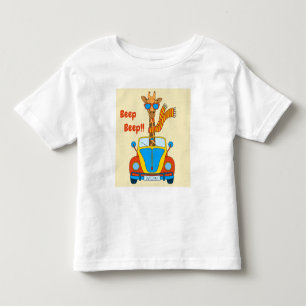 T-shirt Pour Les Tous Petits Beep Beep ! Giraffe mignonne en voiture