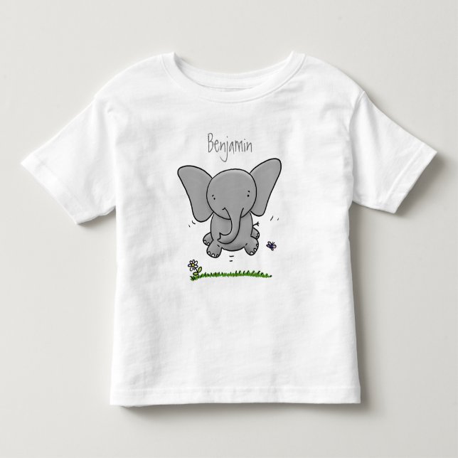 T-shirt Pour Les Tous Petits Belle adorable dessin d'éléphant bébé (Devant)