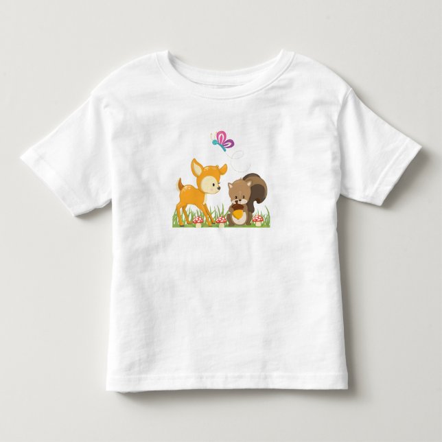 T-shirt Pour Les Tous Petits Belle forêt Animaux Caricature Whimsical (Devant)
