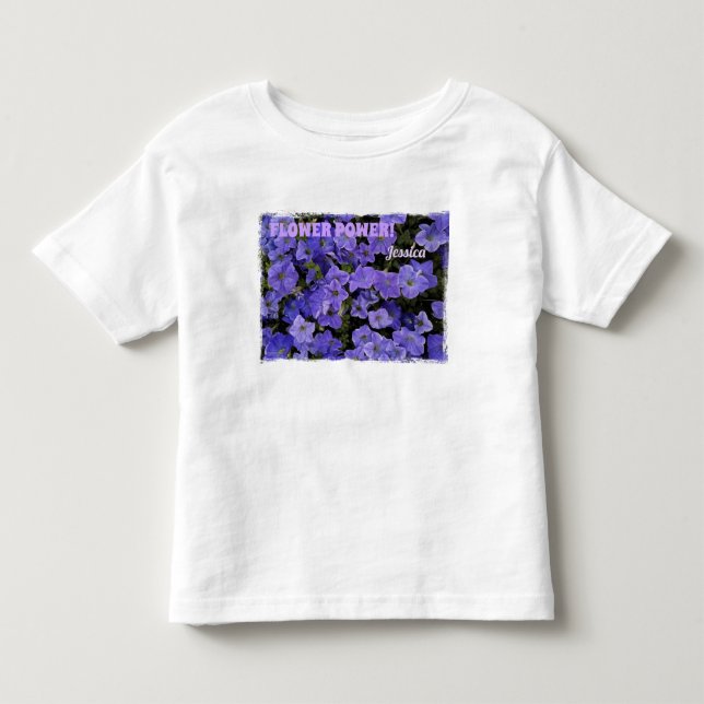 T-shirt Pour Les Tous Petits Belle Violet Bleu Pétunias Flower Power (Devant)