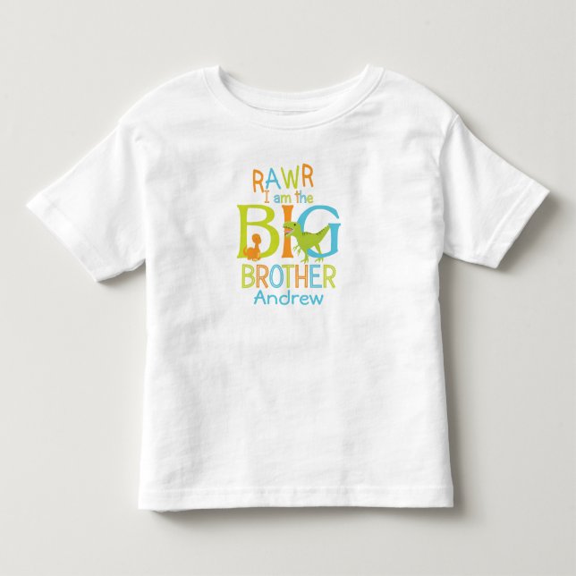 T-shirt Pour Les Tous Petits Big Brother Shirt | Chemise Dinosaur (Devant)