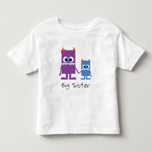 T-shirt Pour Les Tous Petits « big » monstres frères et soeurs sister bleu