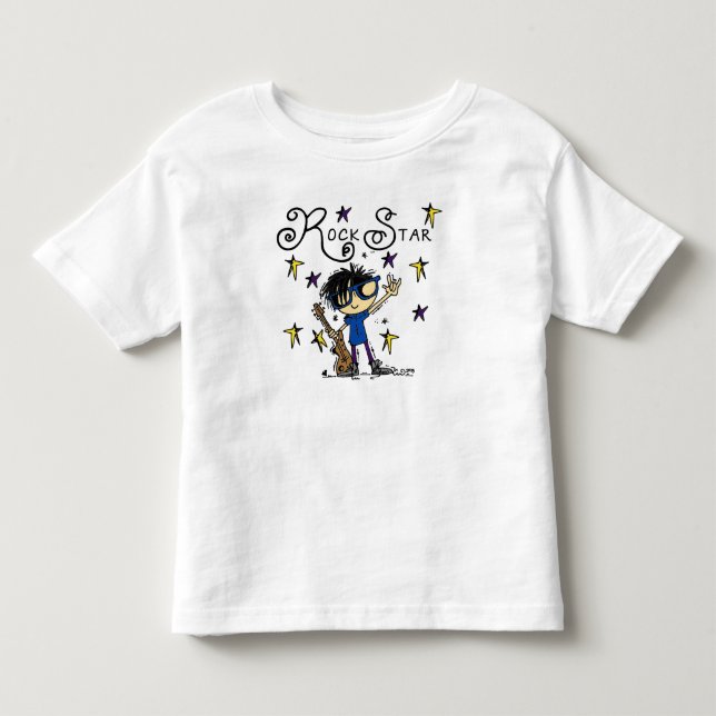 T-shirt Pour Les Tous Petits Black Hair Boy Rock Star (Devant)