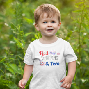 T-shirt Pour Les Tous Petits Blanc rouge et deux 2e anniversaire
