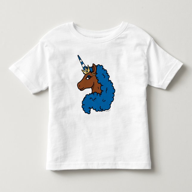 T-shirt Pour Les Tous Petits Bleu Afro Unicorn (Devant)