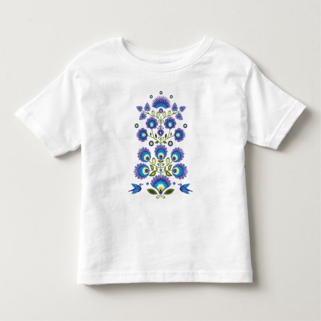 T-shirt Pour Les Tous Petits Bleu et vert Folk (Devant)