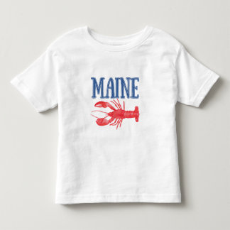 T-shirt Pour Les Tous Petits Bleu Maine Texte Aquarelle rouge Homard