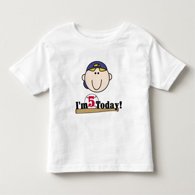 T-shirt Pour Les Tous Petits Blond Boy Baseball 5e anniversaire (Devant)