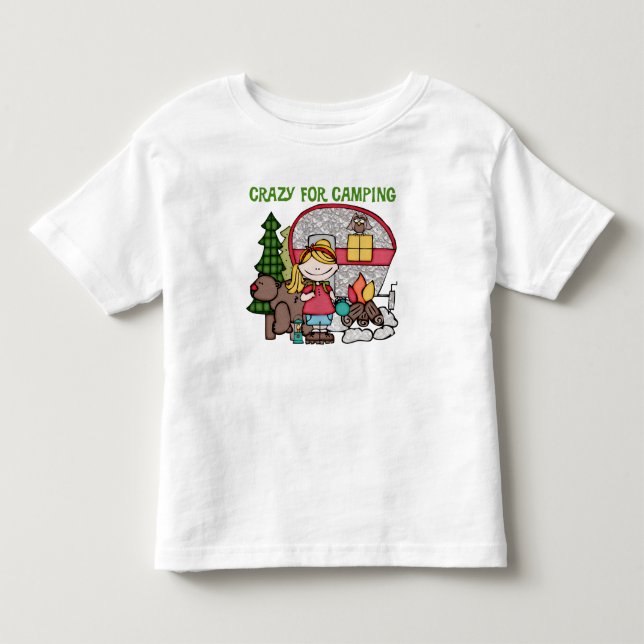 T-shirt Pour Les Tous Petits Blond Girl Crazy Pour Camping (Devant)