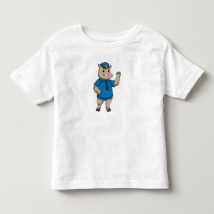 T-shirt Pour Les Tous Petits Boar en tant qu'officier de police avec casquette 