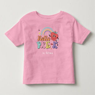 T-shirt Pour Les Tous Petits Bonjour Pré-K Colorful Élémentaire École rose