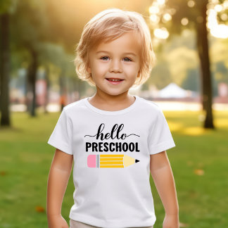 T-shirt Pour Les Tous Petits Bonjour Préscolaire Premier Jour Crayon