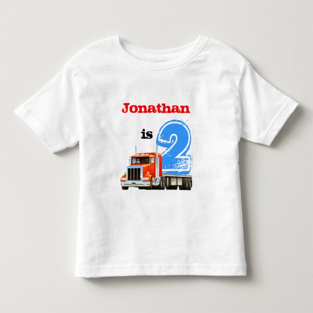 T-shirt Pour Les Tous Petits Boys 2e Anniversaire Camion Rouge (Devant)