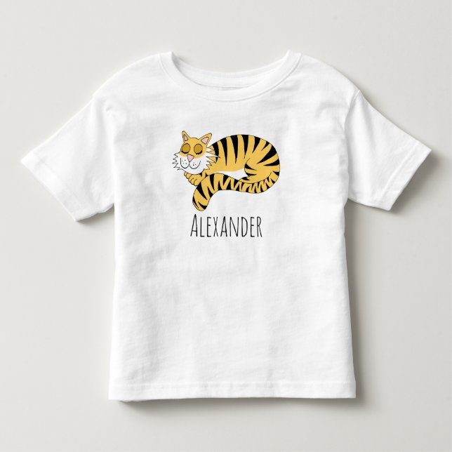 T-shirt Pour Les Tous Petits Boys Cute Jungle Tiger de nom (Devant)