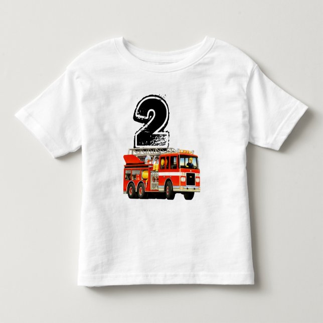 T-shirt Pour Les Tous Petits Boys Red Fire Truck 2e anniversaire (Devant)