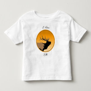 T-shirt Pour Les Tous Petits Brouillonnant Bull Elk au coucher du soleil Art or