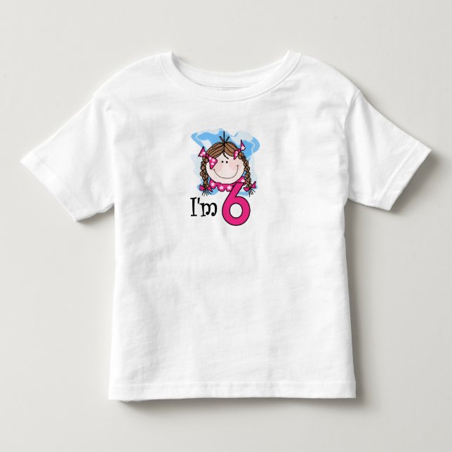 T-shirt Pour Les Tous Petits Brunette Girl I'm Six (Devant)