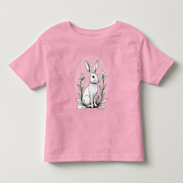 T-shirt Pour Les Tous Petits Bunny mignon et lys (Devant)