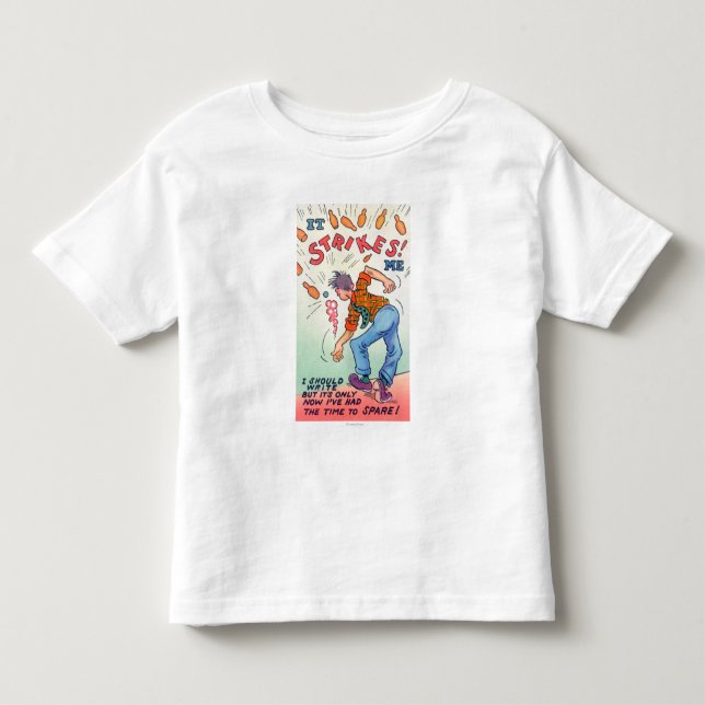 T-shirt Pour Les Tous Petits Ça Me Frappe, Cartoon Man Bowling (Devant)