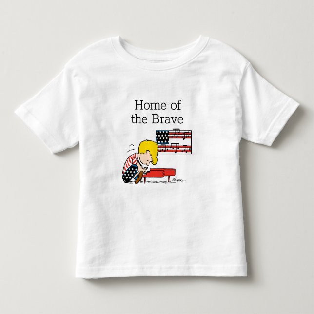 T-shirt Pour Les Tous Petits cacahuètes | Patriotique Schroeder & Son Piano (Devant)