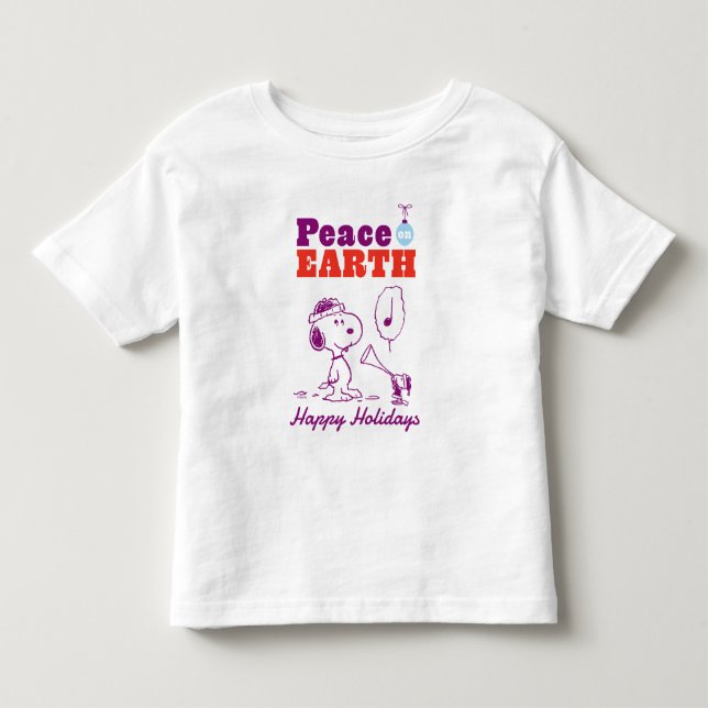 T-shirt Pour Les Tous Petits cacahuètes | Peace on Earth Snoopy & Woodstock (Devant)