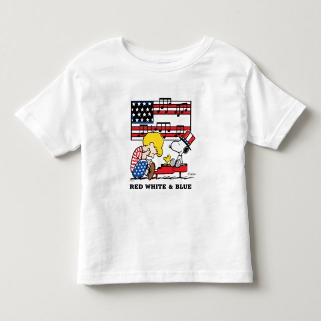T-shirt Pour Les Tous Petits cacahuètes | Schroeder patriotique, Woodstock & Sn (Devant)