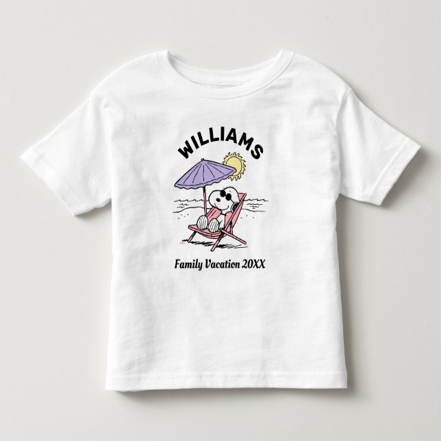 T-shirt Pour Les Tous Petits cacahuètes | Snoopy Beach Vacances en famille (Devant)
