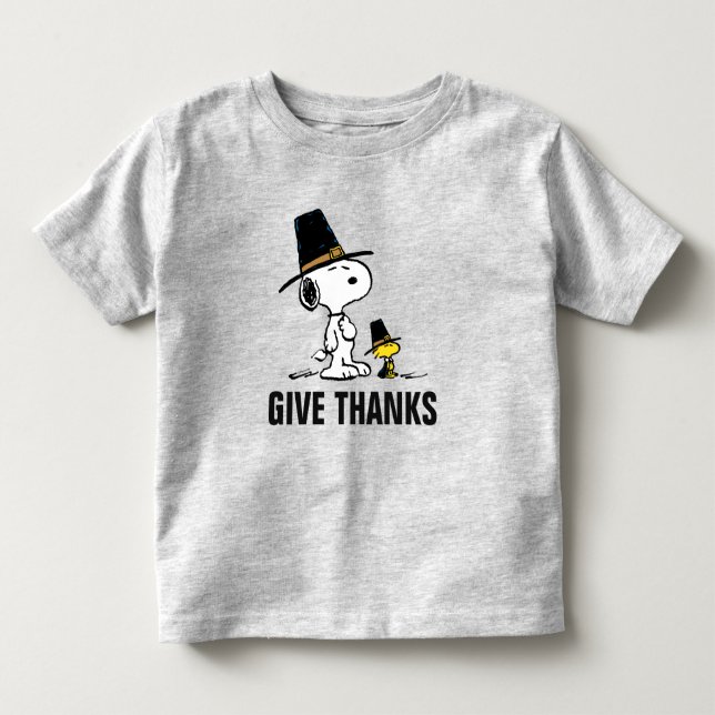 T-shirt Pour Les Tous Petits cacahuètes | Snoopy & Woodstock Pilgrim (Devant)