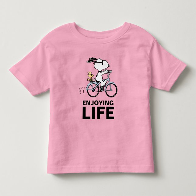 T-shirt Pour Les Tous Petits cacahuètes | Vélo Snoopy & Woodstock (Devant)