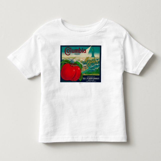 T-shirt Pour Les Tous Petits Caisse LabelYakima, WA de Colombie Apple (Devant)