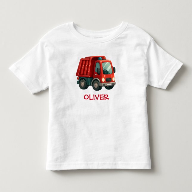 T-shirt Pour Les Tous Petits Camion à benne rouge mignon (Devant)