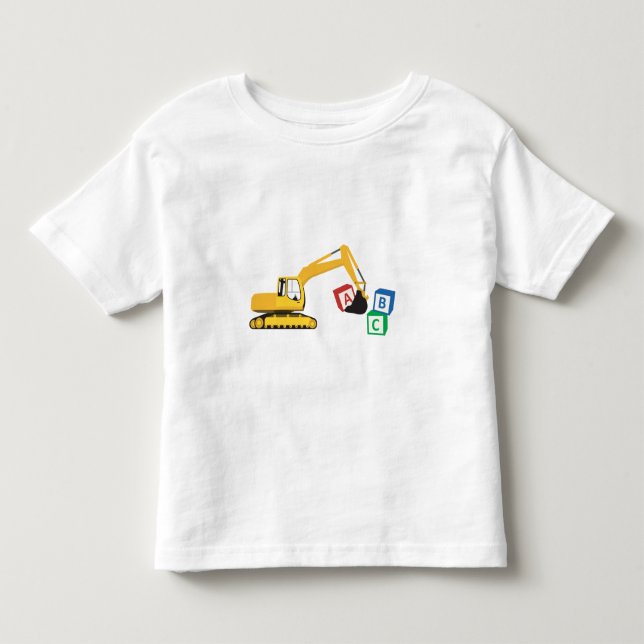 T-shirt Pour Les Tous Petits Camion de construction d'excavateur ABC (Devant)