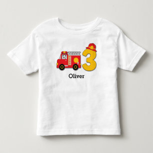 T-shirt Pour Les Tous Petits Camion d'incendie personnalisé 3e anniversaire