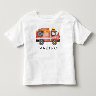 T-shirt Pour Les Tous Petits Camion-feu personnalisé, joli Pommeau personnalisé