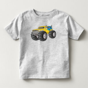 T-shirt Pour Les Tous Petits Camion Monstre Jaune Bleu