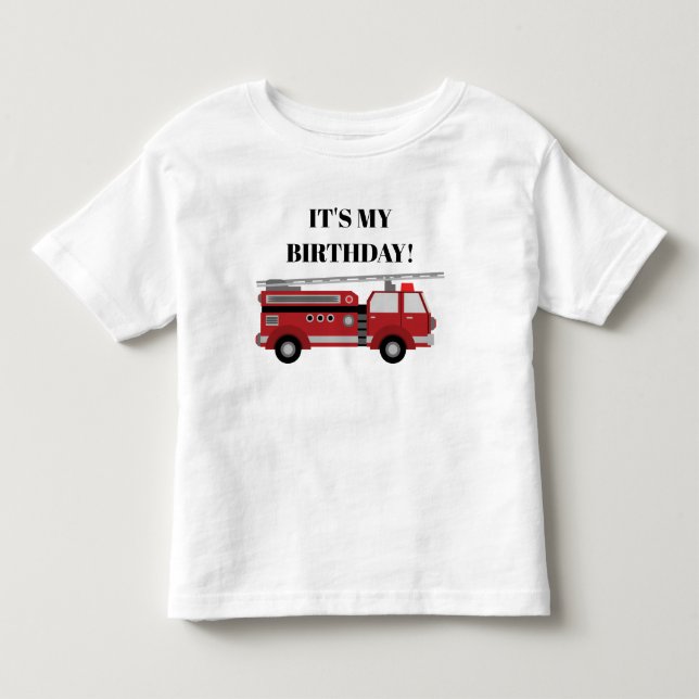 T-shirt Pour Les Tous Petits Camion rouge C'est mon anniversaire Personnalisé (Devant)