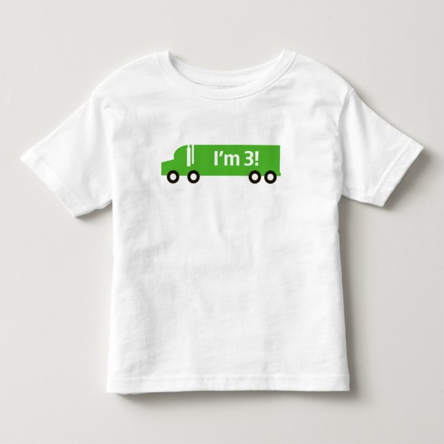 T-shirt Pour Les Tous Petits Camion vert : Troisième anniversaire Tee (Devant)