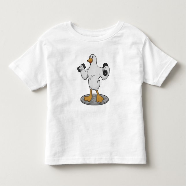 T-shirt Pour Les Tous Petits Canard comme Bodybuilder avec des cloches (Devant)