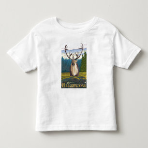 T-shirt Pour Les Tous Petits Caribou dans le sauvage - Yellowstone occidental,