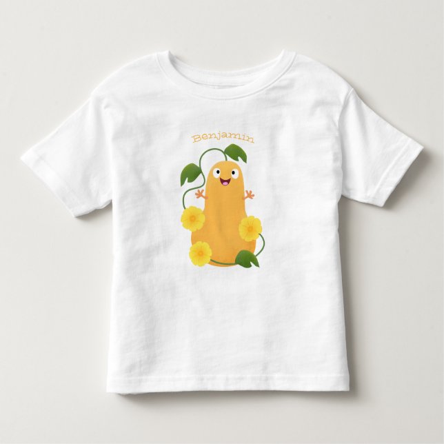 T-shirt Pour Les Tous Petits Caricature citrouille gourde en beuret joyeux (Devant)