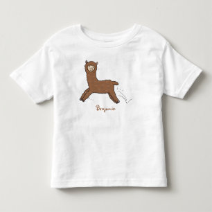 T-shirt Pour Les Tous Petits Caricature d'alpaga brun joli