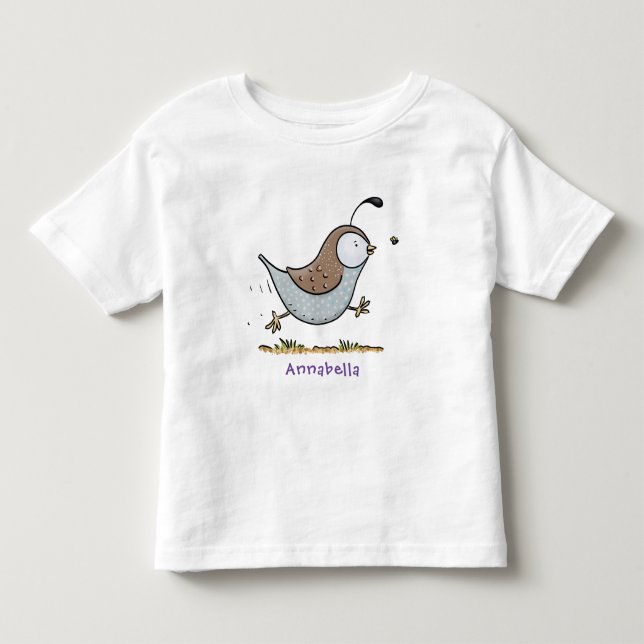 T-shirt Pour Les Tous Petits Caricature de caille californienne joli (Devant)