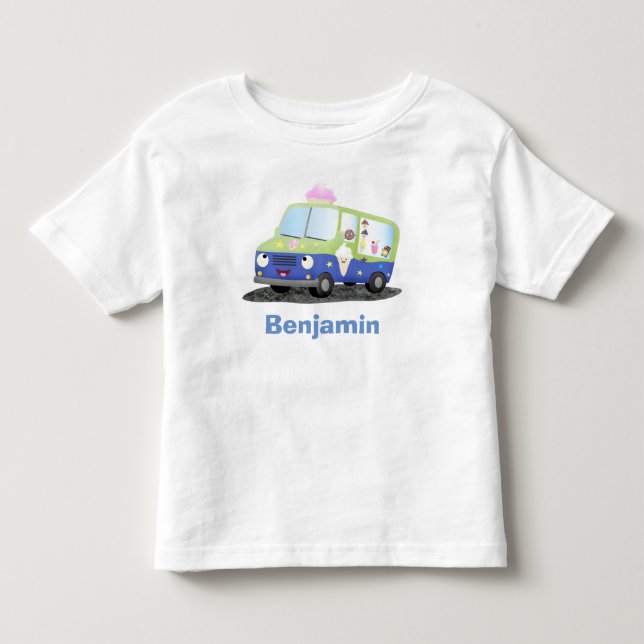 T-shirt Pour Les Tous Petits Caricature de camion de glace joli (Devant)