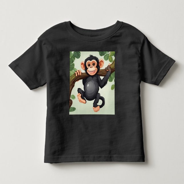 T-shirt Pour Les Tous Petits Caricature de chimpanzé fou mignon (Devant)