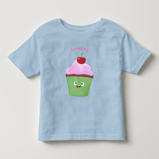 T-shirt Pour Les Tous Petits Caricature de cupcake joyeux (Devant)